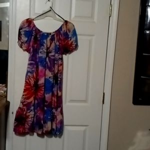 FINAL PRICE MSK Petite, size 10, sheer, floral, red, blue, black, pink, color